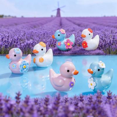 Yousheng 12 Pièces Mini Canards Floraux en Résine Colorés Figurines de Canards Miniatures Mignonnes Mini Animaux de Collection pour Décor de Jardin Féerique Bricolage Aquarium