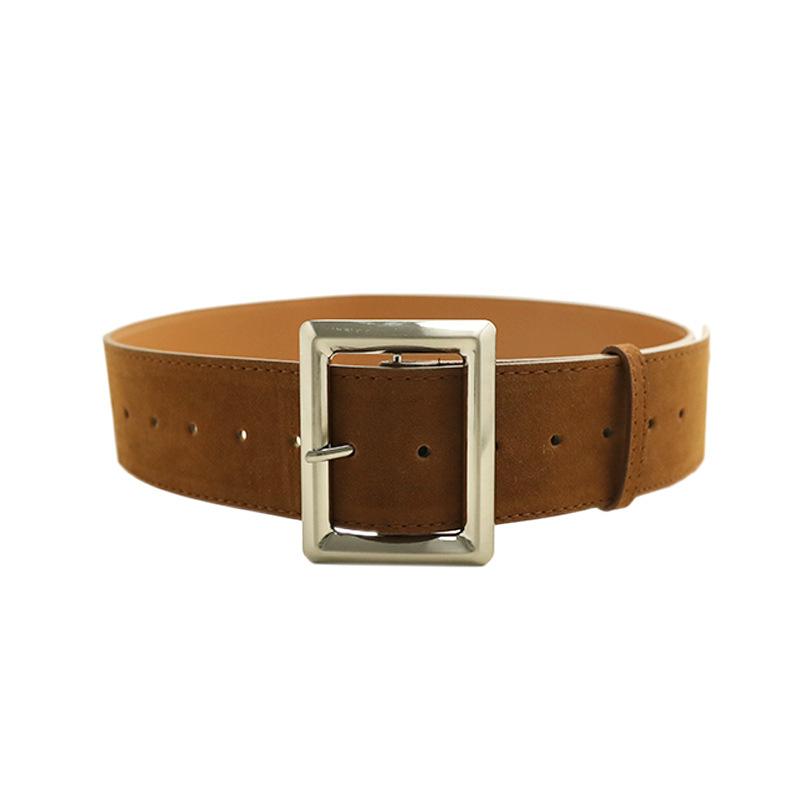 Korean Version of Women's Wide Belt, Anti-suede Imitation Suede Square Pin Buckle, Belt Seal with Coat Simple