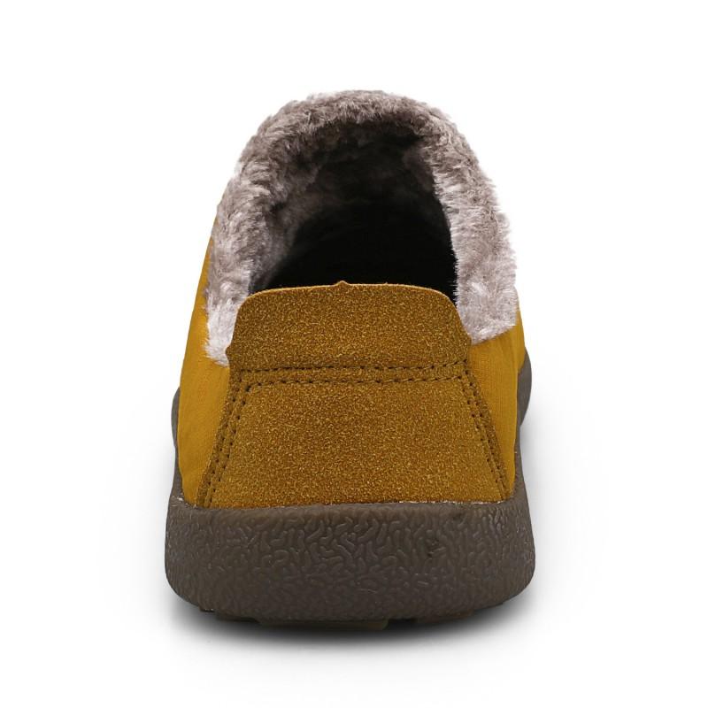 Warm Fleece-Lined Indoor Slippers Men Women Winter Home Shoes Rubber Sole Non-Slip Cotton Upper Large Size