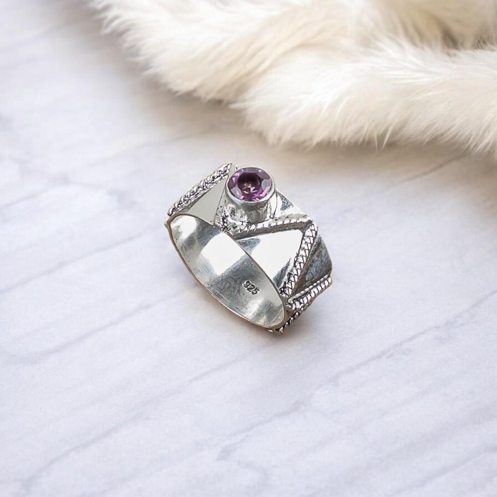 

Африканский аметист драгоценный камень 925 стерлинговое серебро ювелирные изделия ручной работы кольцо-заявление RR-15-10 13