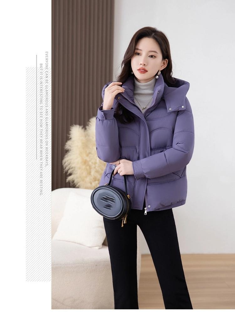 Women’s Short Windproof Thicken Warm Winter Jacket With Detachable Hood