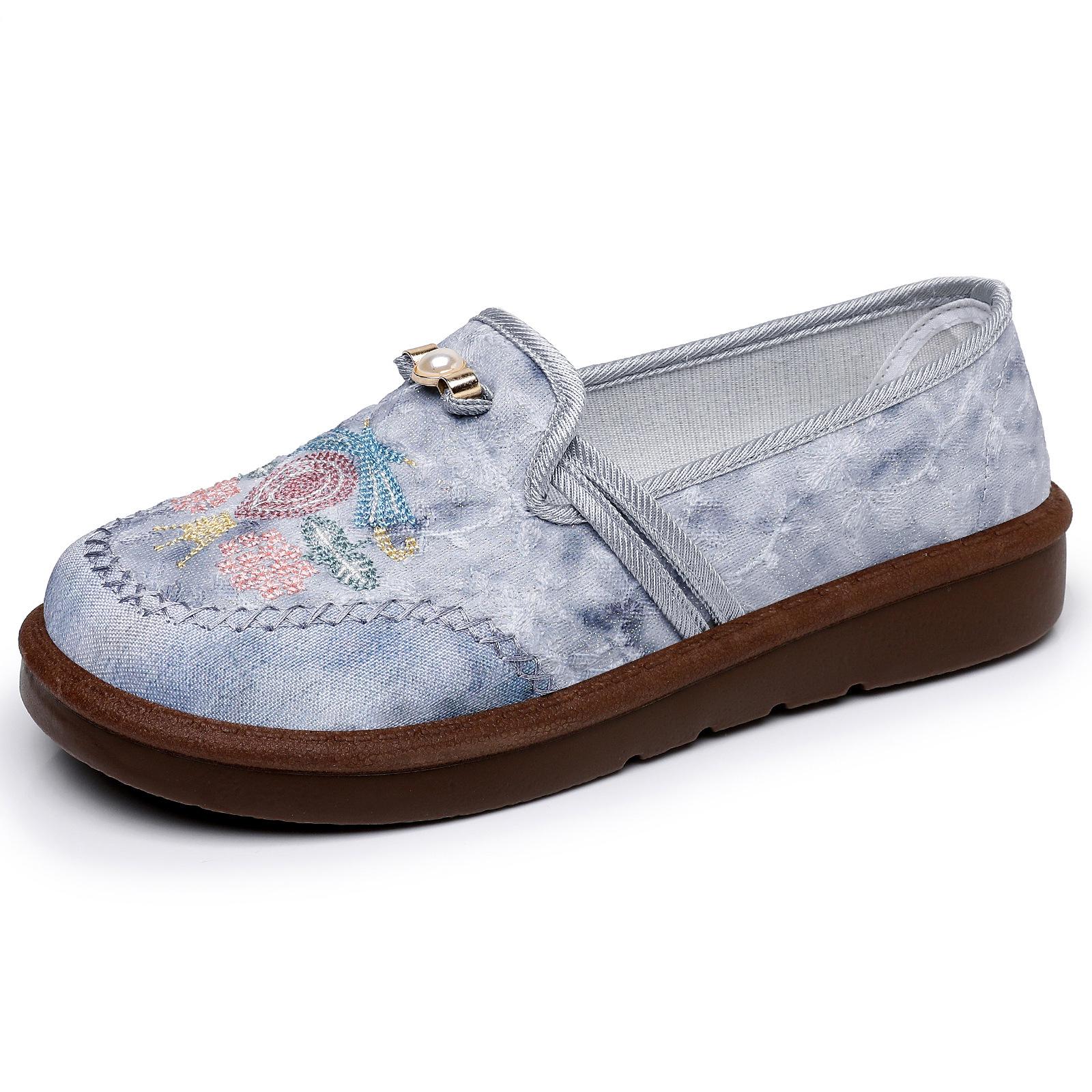 Stylish Old Beijing Embroidered Cloth Shoes - Comfortable Non-slip Soft Sole Women s Ethnic Footwear 39
