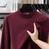 Men's Slim Fit Double-Sided Plush Base Layer Shirt, Solid Color, Half-High Collar, Long Sleeve, Thickened Warm Inner Wear for Autumn & Winter