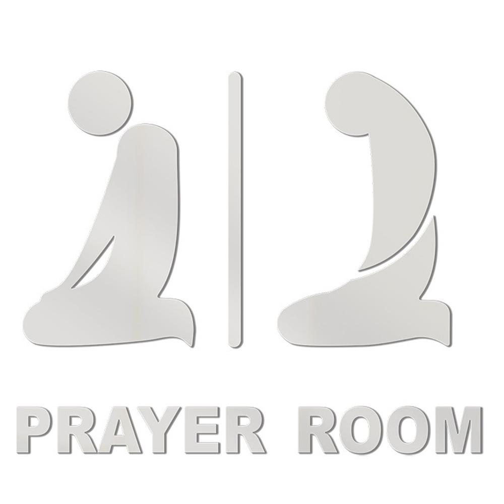 

3D Prayer Room Sign Sticker Gold Black Silver Acrylic Eid Decorative Sticker Mirror Surface Signboard Sticker Doors Decoration