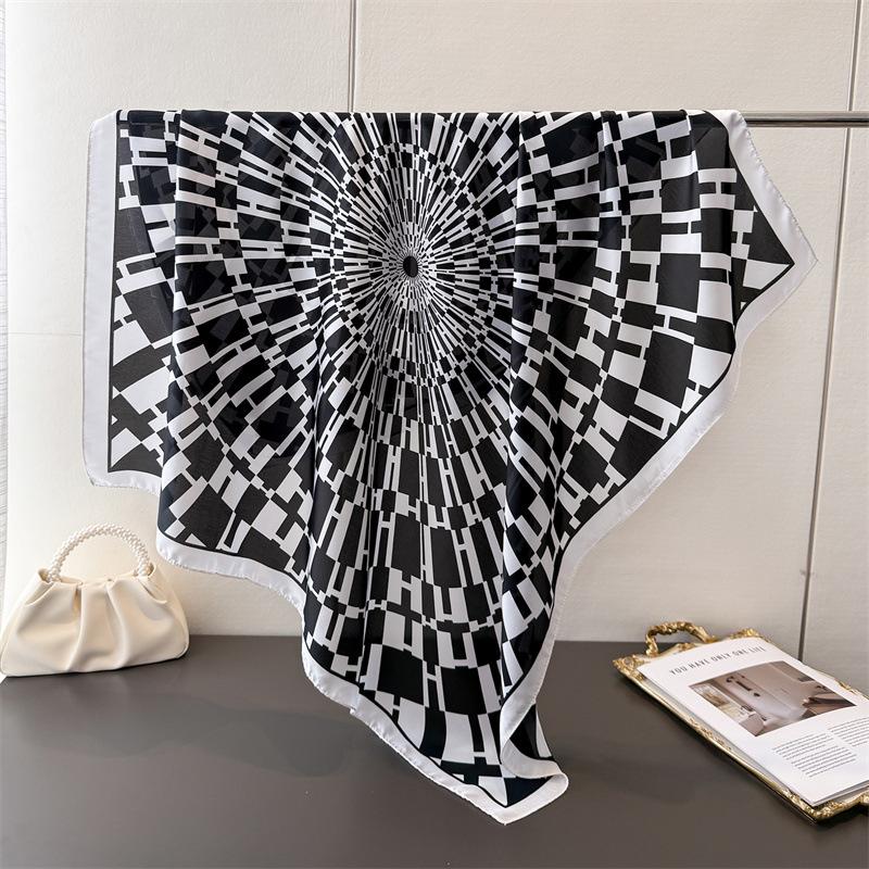 Artistic Burst Imitation Silk High-End Printing Large Square Scarf Silk Scarf Shawl Headscarf Neck Protection Scarf Decorative Scarf
