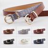 Crocodile Pattern Retro Big Gold Buckle Women'S Pin Buckle Belt Casual Jeans Belt Women