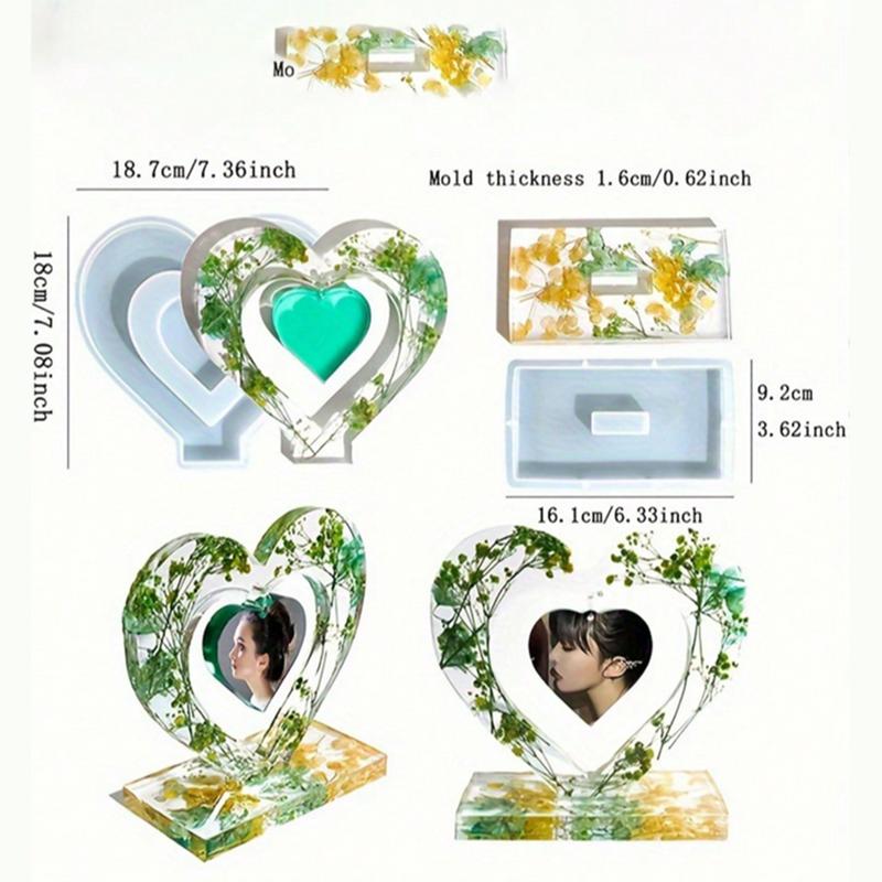 1set-Resin Photo Frame Molds Set Heart Shape Silicone Mold for DIY Casting Epoxy Mould Crafts for Table Home Decor