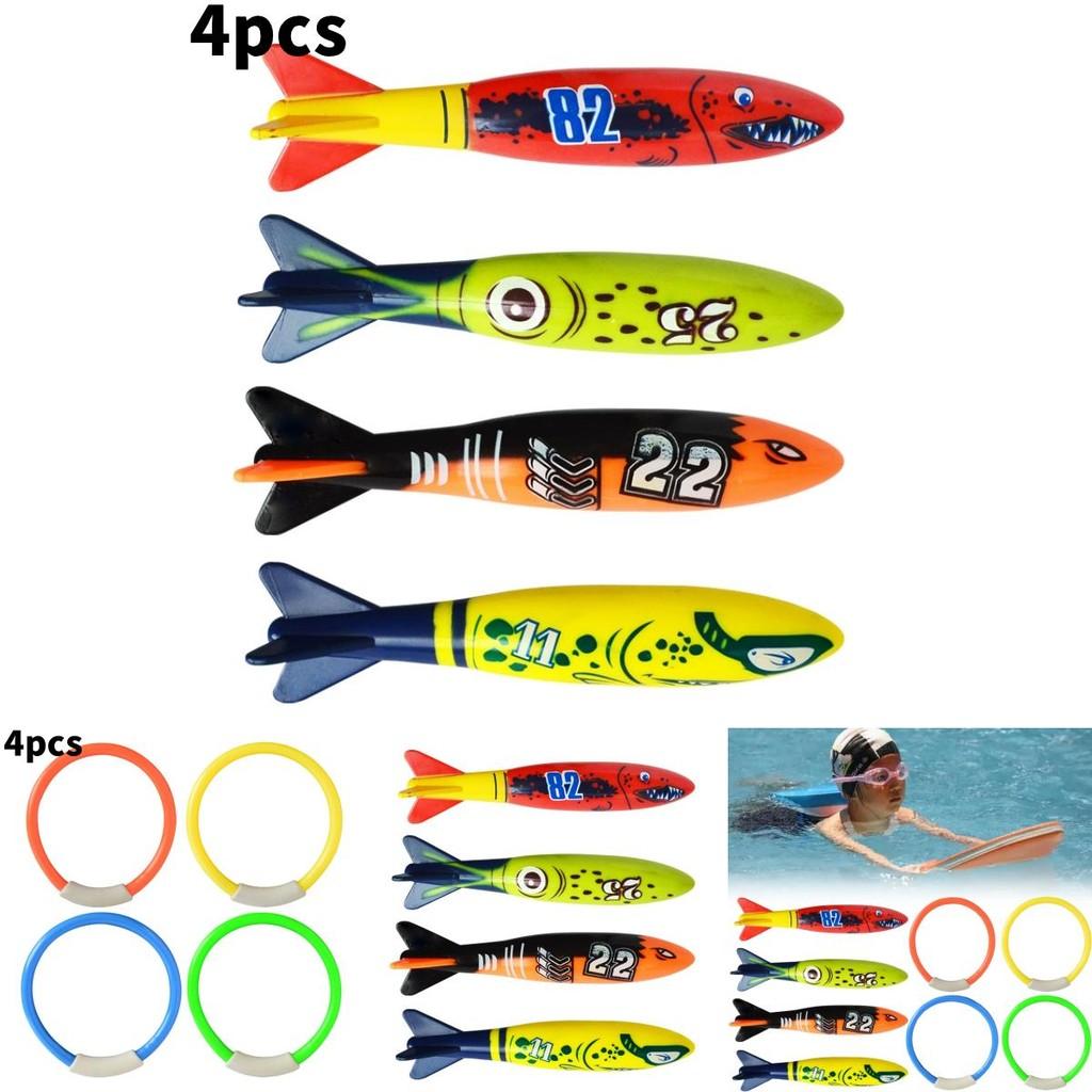 Anéis Flutuantes Torpedos Kit de Brinquedos para Brincadeiras Aquáticas para Atividades de Piscina Infantil