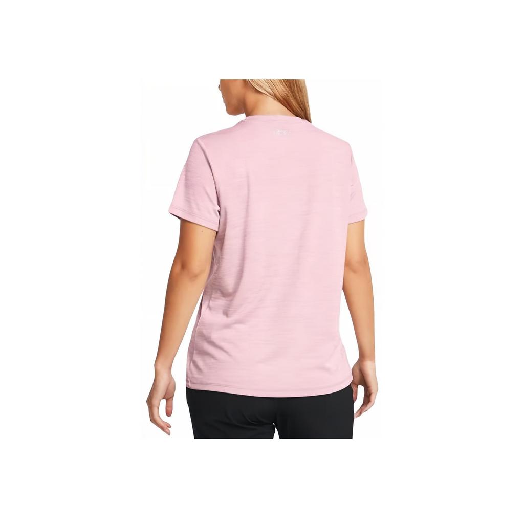 Under Armour Tech Twist Short Sleeve Logo Graphic Crew Neck T-Shirt Women Tops Light-Pink 1384244-697