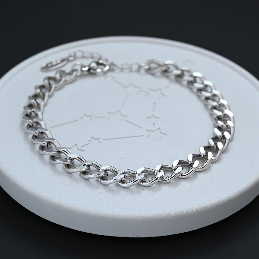 PANJBJ 925 Sterling Silver Chain Bracelet For Women Classic Retro Punk Hip Hop Line Minimalist Jewelry Gift Dropshipping