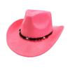 Western Cowboy Hat Women'S Wool British Suede Pearl Accessories Peach Heart Top Hat