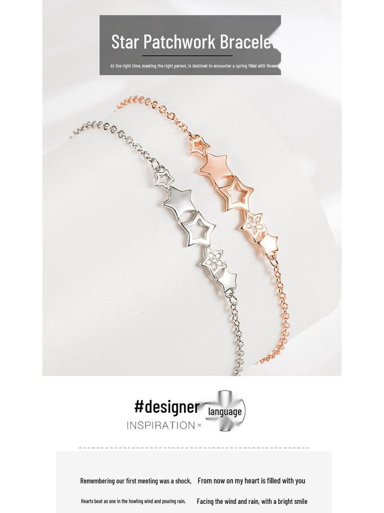 Versatile Zircon Star Bracelet for Women - Personalized Five-Star Design, Perfect for High-End Christmas or Birthday Gift