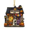 Cute Ghost Reading Book Ornament 2D Acrylic Ghost Pumpkin Window Hanging Decoration for Halloween Home Party Decor