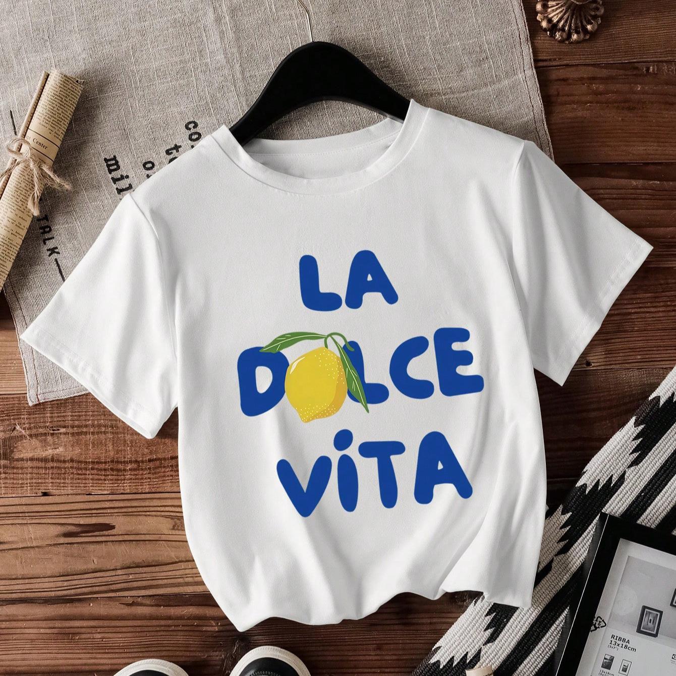 Женская повседневная футболка Y2K с принтом лимонов, с круглым вырезом S белый