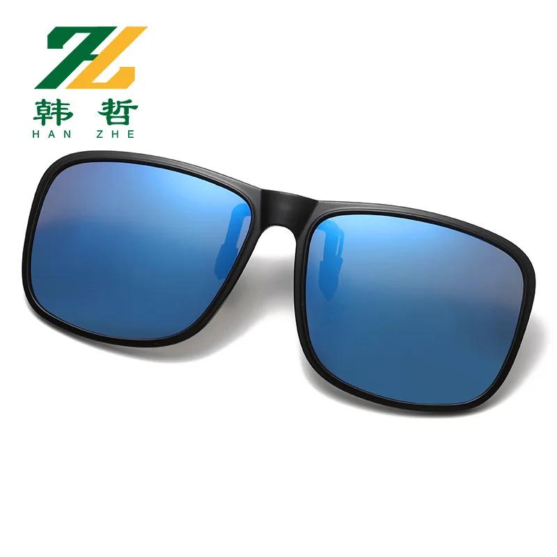 Polarized Sunglasses Square Men Clip on Glasses Flip-up Frames Sunglasses Cover Black Blue Night Vision Color Lens Lentes