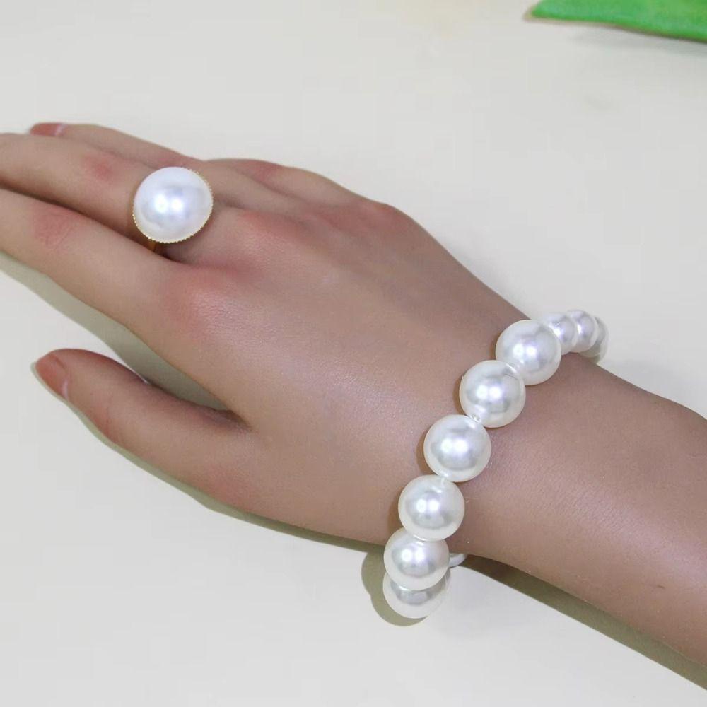 Vintage Style Imitation Pearl Jewelry Set Retro Elegant French Pearl Necklace Valentine‘s Day