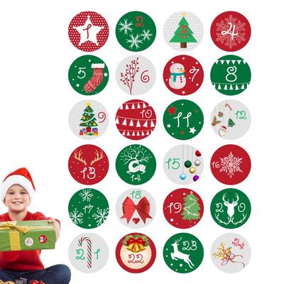 Christmas Advent Calendar Number Paper Stickers Christmas Advent Stickers 1-24 Numbers Stickers for Cards Christmas Decor