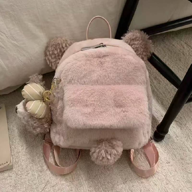Cute Cartoon Duffy Bear Double Shoulder Bag For Girls And Teens Made Of Plush Material With Storage Capacity