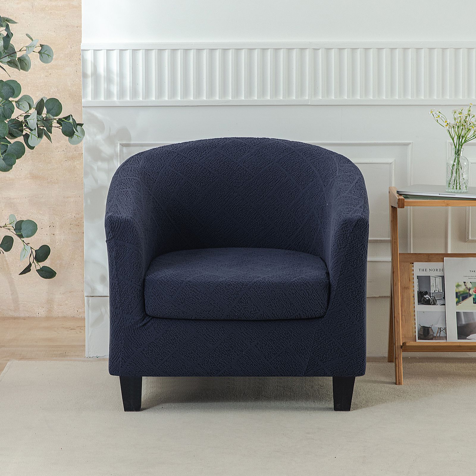 Jacquard Nordic Simple Single Sofa B  & B Hotel Model Room Chair Cover Leisure Chair Round Sofa Cover semi-round sofa cover