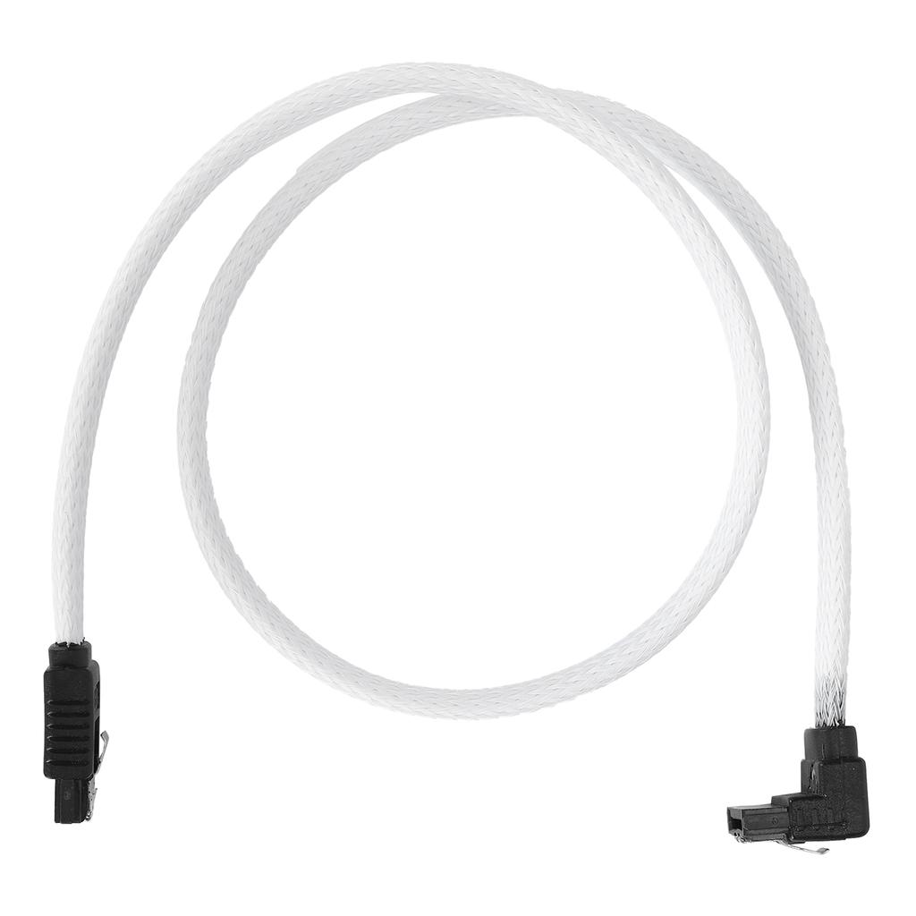 Sata Cable 3.0 SolidState Disk 8Core 7P Elbow White Data Extension Cord with Shrapnel for Speed Improving(White (elbow)