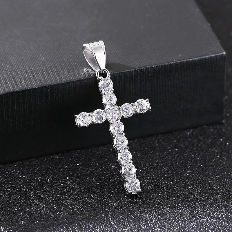 Versatile Zircon Accessories, Hip Hop HIPHOP Micro-studded Diamond Cross Stainless Steel Men s Pendant