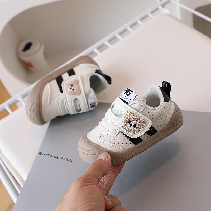 

Cute Furry embroidery Bear Kids Sneakers Soft Lightweight Baby Boys Girls Sport Shoes Anti-Slip Toddler Kids Infant Shoes I06072 16 чорний