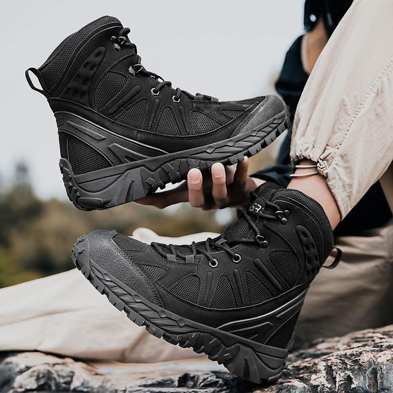 Plus Size Men's High-Top Wear-Resistant Non-Slip Hiking Boots for Outdoor Trekking and Off-Road Combat