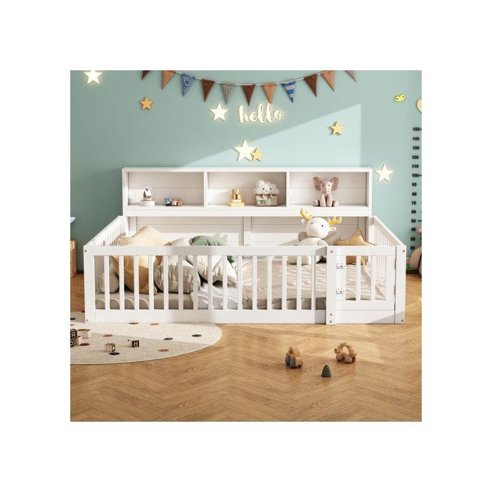 Lit d'appoint - MUVOE - 140x200 cm - Blanc - Avec compartiment de rangement - Sommier inclus