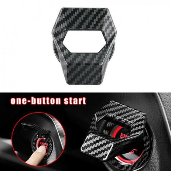 1x Engine Start Stop Push Button Switch Cover Trim Carbon Fiber Car Accessories
