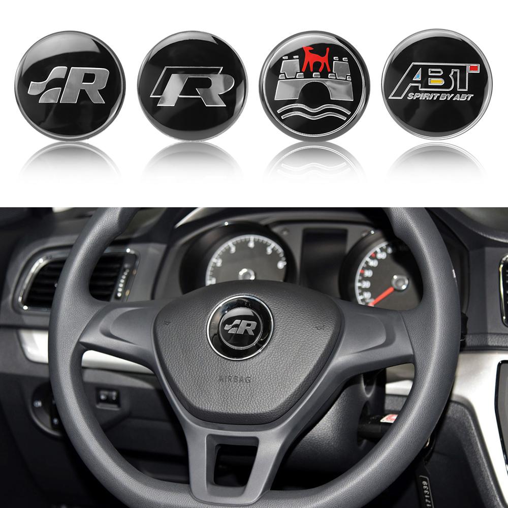 For Volkswagen n21PC Car Steering Wheel Sticker Emblem Valve Cap For VW Golf Polo CC Jetta Mk6 Tiguan Passat Touran GTI ABT Old R Car Accessories