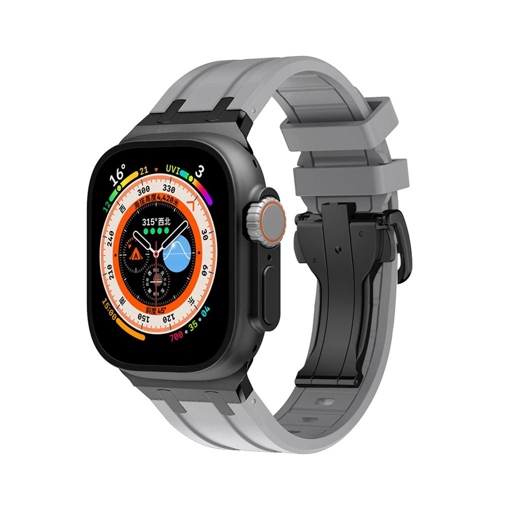 Soft Silicone Strap For Apple Watch Ultra 2 1 49mm Series 9 8 7 41 45mm Rubber Band For iWatch 6 5 4 se 42mm 44mm Mens Bracelet