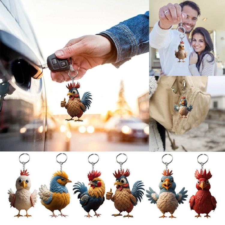 6pz Portachiavi Gallo Elegante per Veicoli Portachiavi Ciondolo per Borsa Zaino