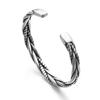 Hot Thai Vintage Men Twisted Bracelet Open Bangle 925 Sterling Silver