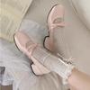 Fashion Women Chunky Heel Shoes New  Fashion Bowknot Strap Mid Heels Women Mary Jane Shoes Dress Shallow Mouth Ladies Ballet Shoes