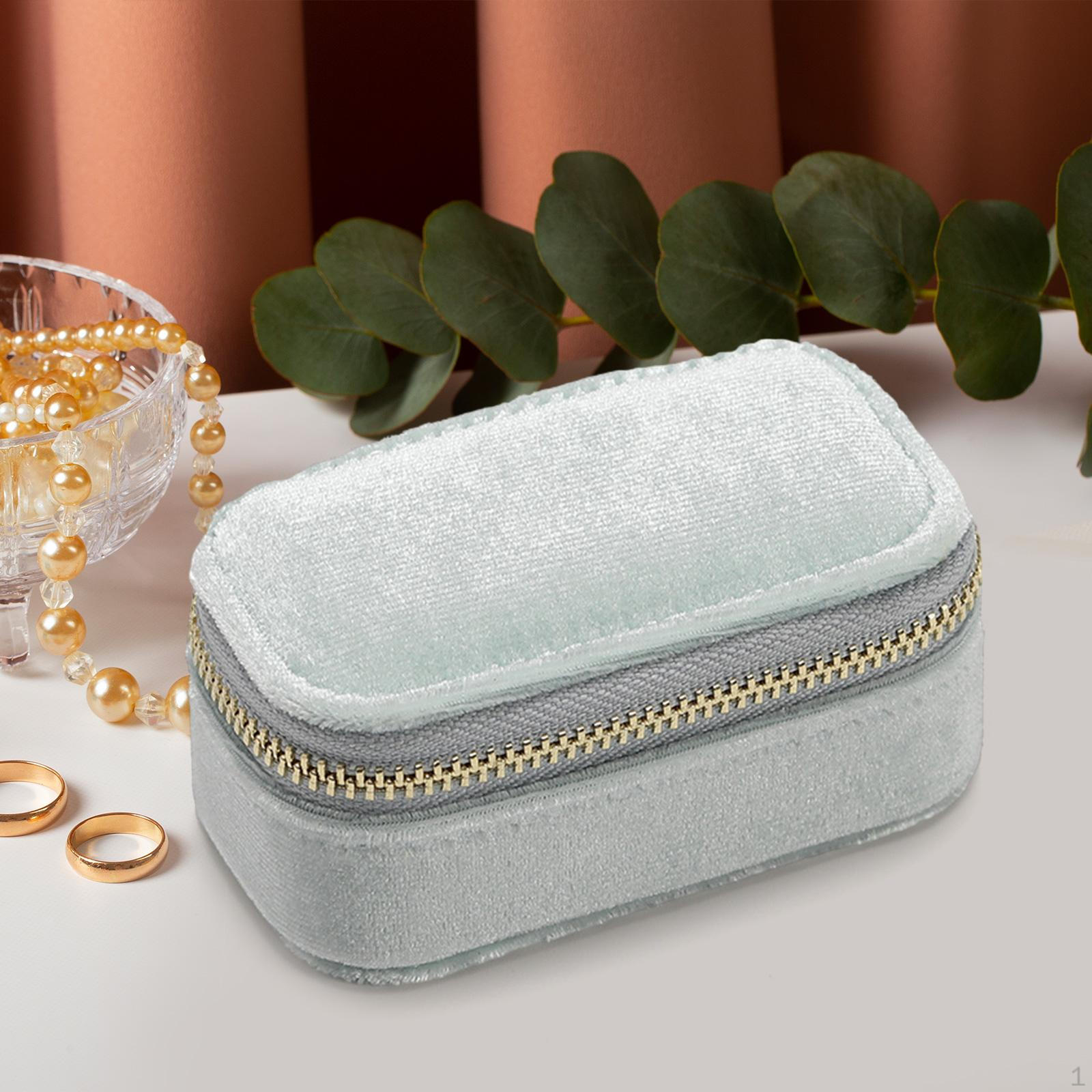 

Шкатулка для украшений, небольшой переносной дорожный футляр, органайзер, дисплей, держатель для хранения колец, светло-синий