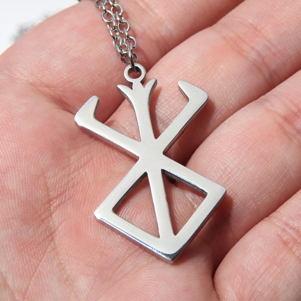 Anime Berserk Stainless steel Logo Necklace Guts Sword Logo Pendants Unisex Costume Jewelry Decoration Necklace Halloween Gift