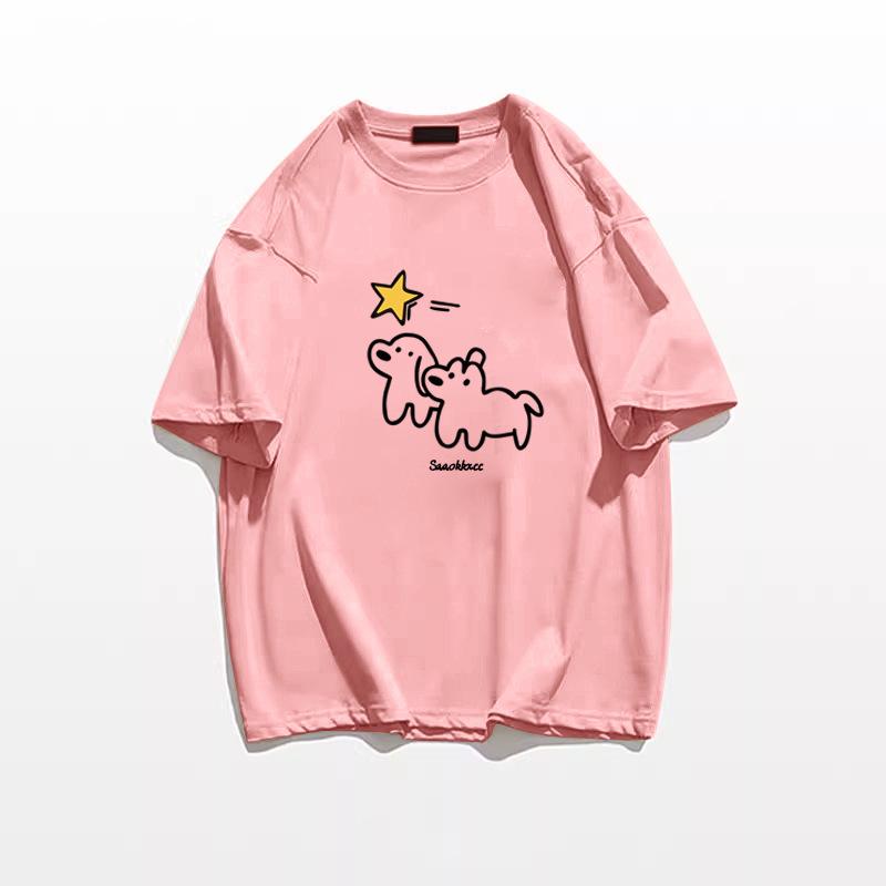 

Женская футболка с коротким рукавом в стиле ретро-мультфильма из 100% хлопка - Лето 2025 3XL