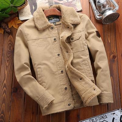 Cotton-padded Men Plus Fleece Thickened Winter Lapel Warm Cotton-padded Jacket Youth Casual Coat Cotton-padded Men