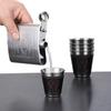 4pcs/set Vodka Cup 304 PU Holster Russia Stainless Steel Mini Wine Tumbler Portable Personalized 30ml/75ml/170ml Shot Glass Set