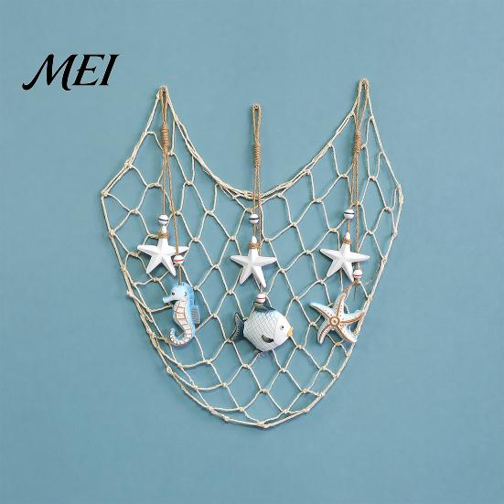 Wooden Nursery Decor Starfish Hanging Decoration, Nautical Coastal Wall Ornament, Ocean Style Room Ornaments Theme Art for Home Beach Lake House
