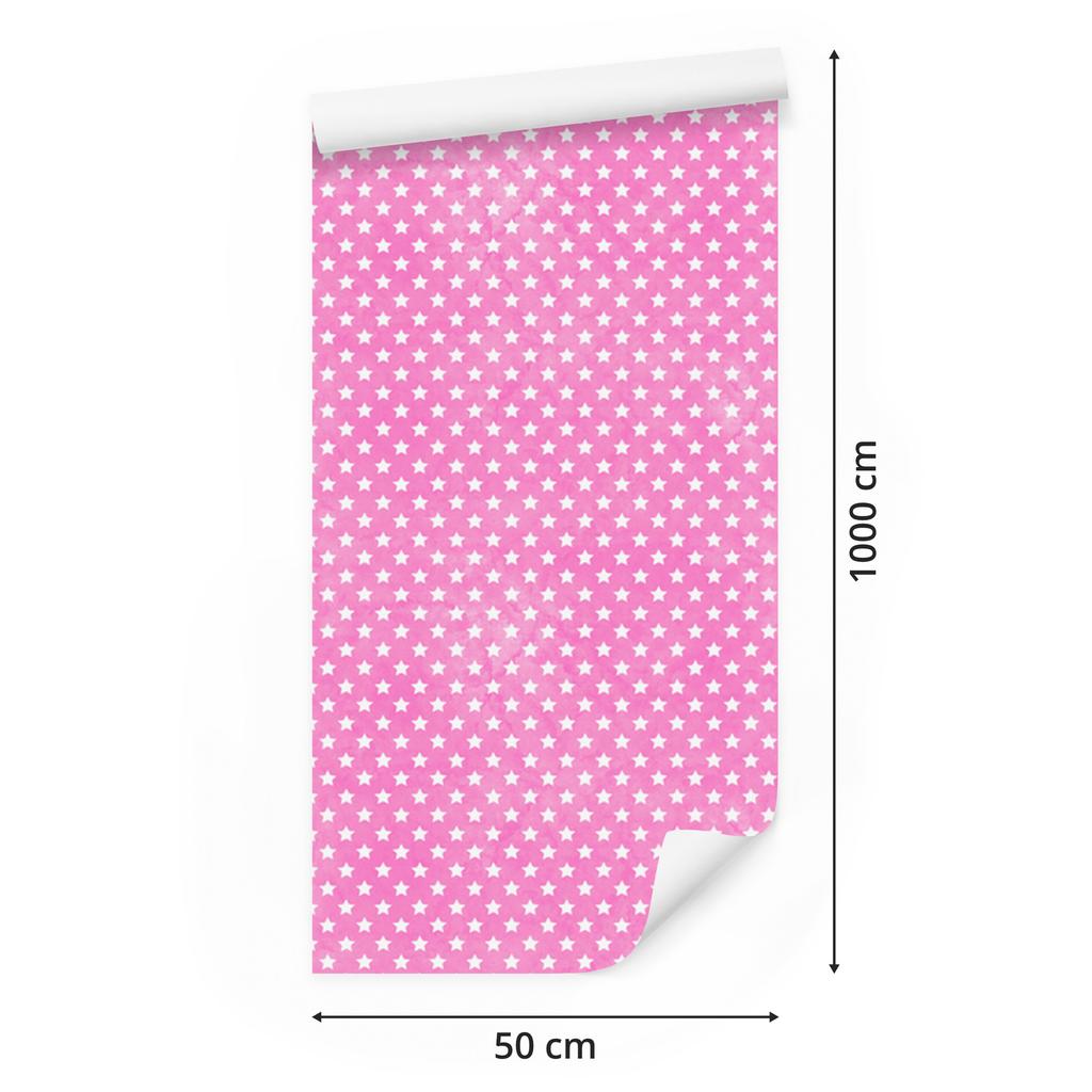 Stars Wallpaper, Powder Pink Background, Powder Pink Center, 50x1000