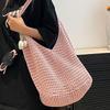 Borsa Intrecciata Casual di Grande Capacità Svuotata Stile Rilassato Borsa a Spalla Singola Borsa da Spiaggia Borsa da Donna