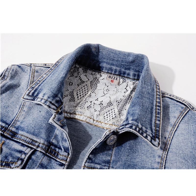 Danmo Women Short Denim Jackets Vintage Long Sleeve Jeans Outwear Casual Female Coat Spring Autumn