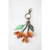 Handmade Genuine Leather Keychain with Flowers and Leaves, Bag Accessory