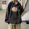Men's Hong Kong Style Hooded Sweatshirt with Velvet Lining - Trendy, Loose Fit for Autumn/Winter, Large Size, Casual Unisex Pullover