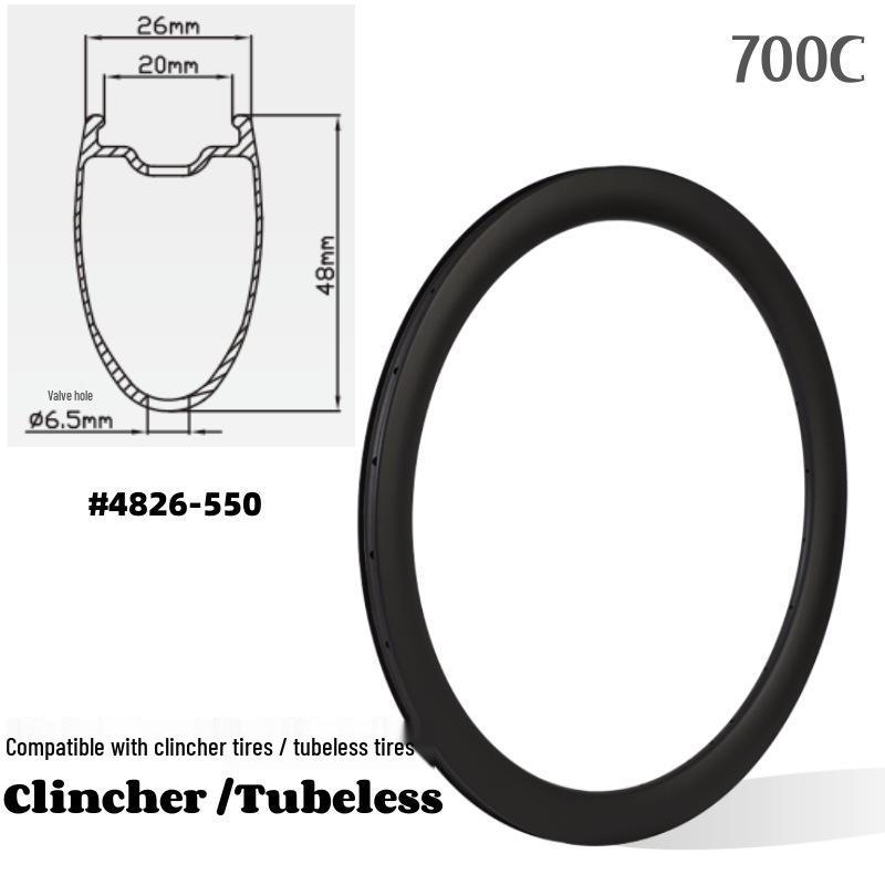 700C Ultra-Light Carbon Fiber Road Bike Wheelset with High Profile and Disc Brake Compatibility