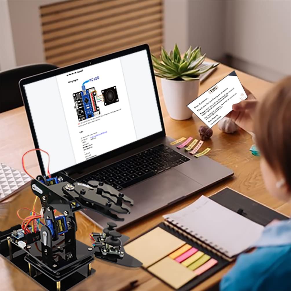 Roboterarm für Arduino, Intelligentes Roboter-Bauset, das Bewegungen speichern und wiederholen kann, für Anfänger/Jugendliche/Erwachsene zum Erlernen von Elektronik, Programmierung,