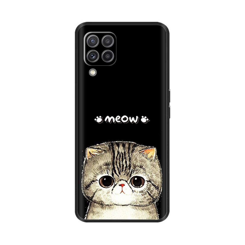 For Samsung A12 M12 F12 Case Stylish Painted Cover Soft Liquid Silicone Phone Case For Galaxy A12 A M F 12 Fundas TPU Capa Black