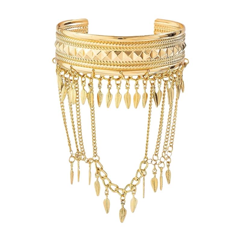 

Elegant Unisex Arm Chain Bracelet With Metallic Coin Tassels Design Adjustable Armband For Various Styles золотий