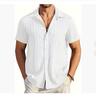 Camicia da Uomo a Maniche Corte Tinta Unita con Texture Vestibilità Larga Casual Comoda Top per l'Estate Abbigliamento da Uomo per l'Uso Quotidiano
